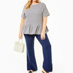 Addison Bay  Botanist Peplum Top Navy Tan XS Photo 2