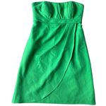 Jenny Yoo Collection Silk & Cotton Green Strapless draped Mini Dress Size 8 Photo 3