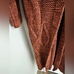 Free People  Rust Cable Knit Long Cardigan Photo 6