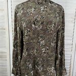 Jos. A. Bank Women's 90's/Y2K High-Neck Floral Silk Blouse-8 Photo 0