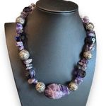 None Amethyst Stone Statement Necklace Photo 0