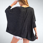 easel Oversized Melange Dolman Top Peace Sign Patch Black 1X Photo 1