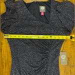 Vince Camuto NWT Women’s 6 Asymmetric V Neck Rushed Short Dress Navy Sparkle Photo 8