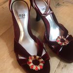 Impo Women’s  Pumps Velvet  Feel SZ 6 M Red With Unique Design At Bottom Leather Sole Photo 0