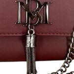 Badgley Mischka Metal Fringe Vegan Leather Wine Crossbody Shoulder Bag Photo 5