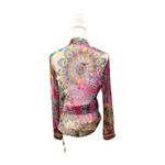 New Monique Leshman Embellished Silk Boho Blouse, Small Pink Photo 2