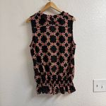 Karl Lagerfeld  Black Floral Ruffled Sleeveless Blouse Size Large Photo 1