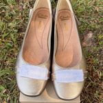 Clarks Blanche West Gold Metallic Dress Flat Womens Leather Ballet Loafer Size 8 Photo 0