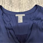 H&M Blue Satin Sleeveless Career V Neck Tank Top Blouse with Gold Buttons Size S Photo 2