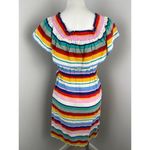 Anthropologie 4our Dreamers Stripe Off The Shoulder Linen Blend Rainbow Dress XS Photo 4