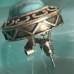 Southwestern Retro Silver Tone and Turquoise Colored Howlite Stone Oval Earrings Photo 2