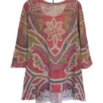 Sundance  Before Again Floral Burnout Waffle Knit Thermal Top Tunic Large Photo 0