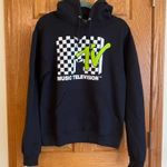MTV Classic Logo Checkered Hoodie Black/Green Size S Pullover Long Sleeve Photo 0