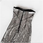 Bebe Sequin Chain Fringe Hem Strapless Cocktail Dress Photo 7