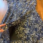 J.Crew Factory Dress 16 Blue Black Cream Floral Faux Wrap A Photo 2
