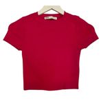 ZARA fuschia pink short sleeve cropped knit top size small Photo 1