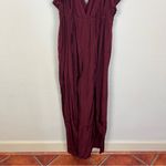 Madewell Jacquard Deep-V Ruffled Jumpsuit in Cabernet Photo 4