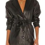 Song of Style Black Bennie Oversized Genuine Leather Jacket NO BELT Size XXS Photo 0