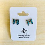 butterfly necklace earrings set Silver Blue Photo 1