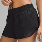 Lululemon | Solid Black Hotty Hot Low-Rise Lined Short 4" Elastic Waist | 4 Photo 0