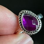 Water drop purple crystal S925 silver ring size 5.75 Photo 4