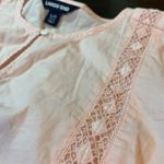 Lands' End Tunic Top Womens Large Tall LT Lace Trim Blouse Soft Pink Crochet Photo 3