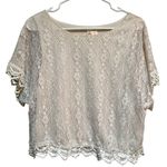 Adiva Blouse Cream White Lace Crochet Hem Boatneck Dolman PL Size undefined Photo 0