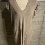 ATM Anthony Thomas Melillo Dress S/P Pima Cotton V Neck Short Sleeve Tan Photo 0