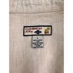 Caribbean Joe  Beige Button Down Pintuck‎ Detailing Cap Sleeve Collared Blouse L Photo 2