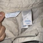 Liz Claiborne Lizwear By 100% Linen Cropped Pants Sz 12 Beige Cream Pockets Photo 3