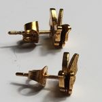 Source Unknown 2-D minimalist gold color double butterfly pierced earrings Photo 1