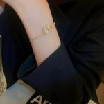 18K Gold Plated Double Heart Charm Bracelet for Women Photo 3