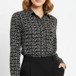 Oscar de la Renta  Black & White embroidered Long Sleeve Floral Print top 2 Photo 0