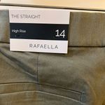 Rafaella  The Straight High Waist Olive Green Pants Trousers Stretch 14 NWT New Photo 3