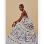 Farm Rio  Embroidered tiered maxi dress Linen Blend Sz M Coastal Boho Chic Artsy Photo 6