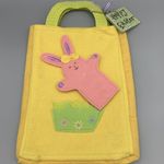Large Yellow Embroidered Felt Easter Bunny Bag Tote and Happy Easter Wooden Tag Size 0 Photo 1