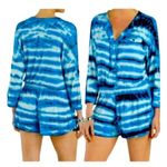 Young Fabulous and Broke  Womens Blue White Tie Dye Long Sleeve Malik Romper Size M Photo 1