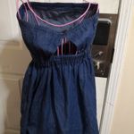 Forever 21 I Love H81 Blue Denim Cutout Back Jeans Top/Dress S Preppy Casual Boho Classic Photo 5