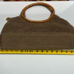 The Sak  Crochet Braided Leather Handle Hi I Satchel Tote Shoulder Bag Brown Photo 2