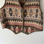 New Identity Womens L Southwestern Tapestry Vest Button Front Sleeveless Top Tan Size L Photo 2