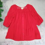 Anthropologie VANESSA VIRGINIA Silvi Red Silk Sheer Peasant Blouse Womens Size S Photo 6