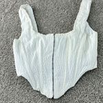 Stradivarius White Corset Top Women's Medium Square Neck Sleeveless Hook & Eye Photo 2