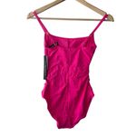 La Blanca  Island Goddess Solid Pink Square Neck One Piece Swimsuit Size 2 Photo 9