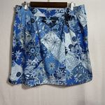 RipSkirt Blue Floral Paisley Patchwork Pull On Skirt Women L Hawaii Swim Pockets Size L Photo 1