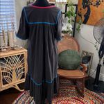 Vintage Go Softly Patio Charcoal Gray Strawberry Butterfly Floral House Dress Photo 1