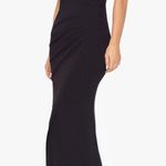 XScape  “Ashlyn” Long Scuba Crepe Off the Shoulder Wire Flower Gown Black Sz 10 Photo 2