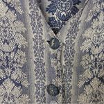 Vintage Beige & Grey Floral Tapestry Cropped Lightweight Blazer Jacket Gray Photo 7