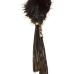 Anthropologie Shiraleah Chicago Black Lulu Necklace w/mink fur Photo 0