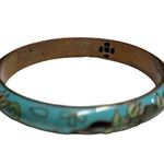 Vintage Baby Blue Cloisonné Floral Bangle Bracelet Photo 6