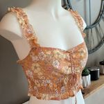 Le lis Floral Smocked Shirred Crop Top Size Medium Photo 1